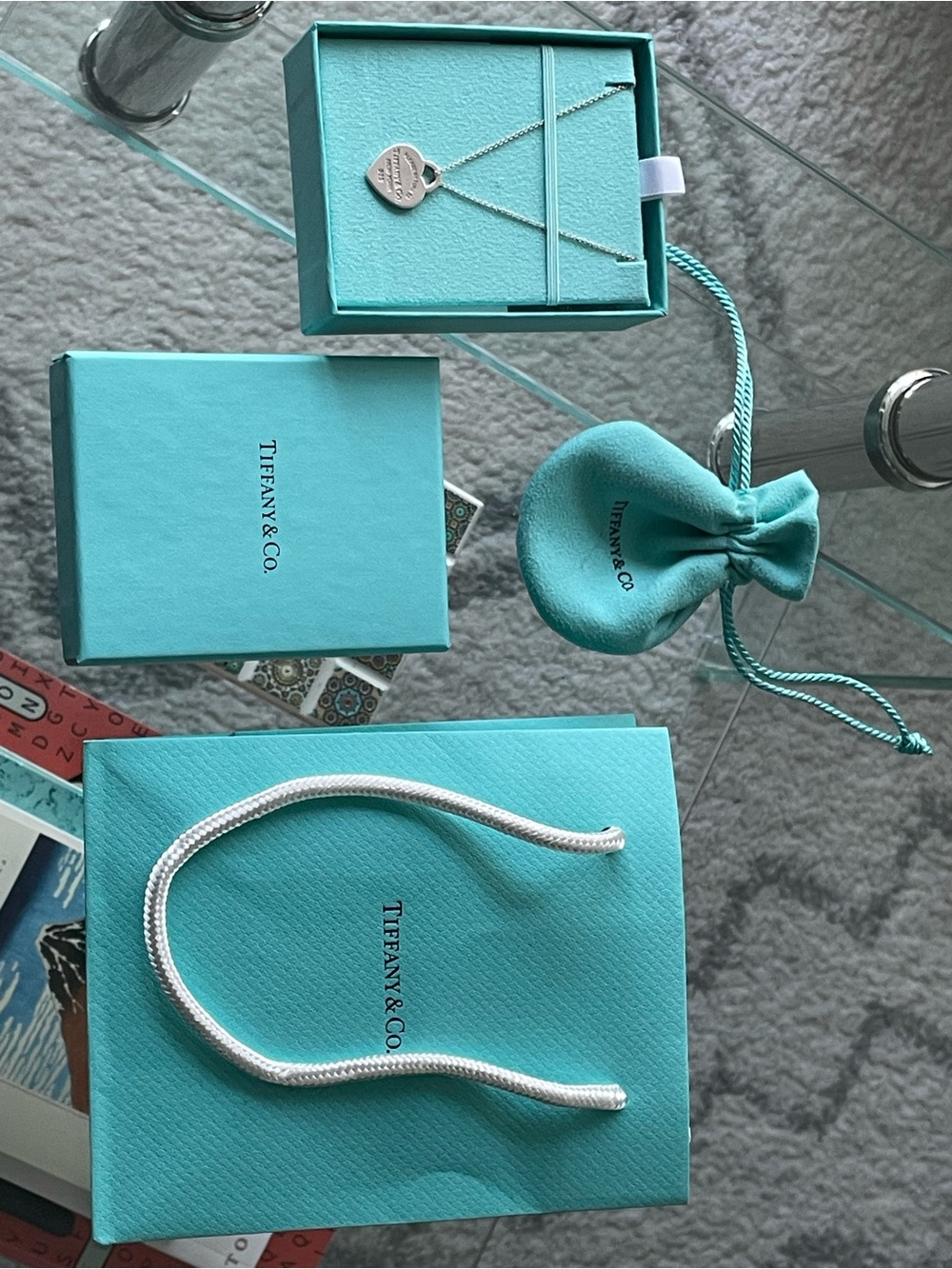 Tiffany & Co. Silver Heart Tag Necklace with Signature Blue - Picture 9 of 10